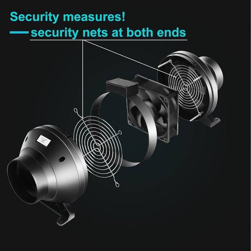 MELONFARM 4" 190 CFM Inline Duct Fan with E12 Speed Controller, Ventilation Exhaust Fan for Cooling Booster, Grow Tents, Hydroponics - Image 3
